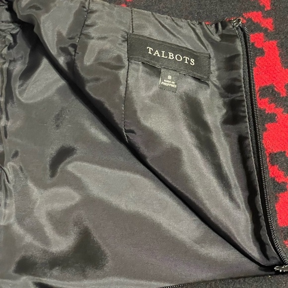 💥SALE💥TALBOTS Red Black Houndstooth Tweed Wool Blend Skirt SZ 8 - Picture 4 of 7